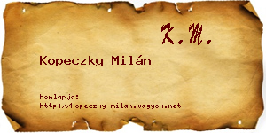 Kopeczky Milán névjegykártya