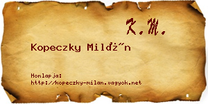 Kopeczky Milán névjegykártya